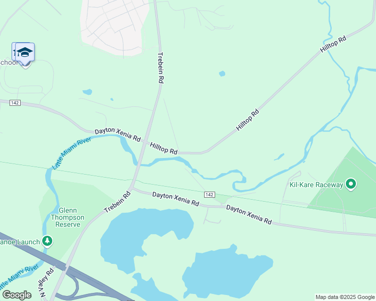 map of restaurants, bars, coffee shops, grocery stores, and more near 769 Hilltop Road in Xenia