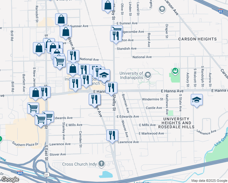 Shelby Street & East Hanna Avenue, Indianapolis IN Walk Score