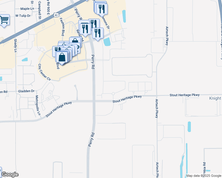 map of restaurants, bars, coffee shops, grocery stores, and more near 2650 Creekhollow Road in Plainfield