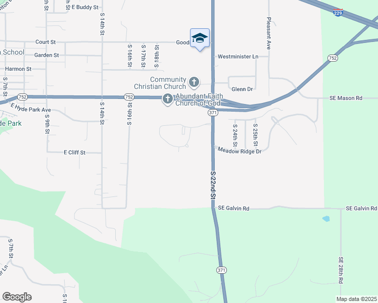 map of restaurants, bars, coffee shops, grocery stores, and more near 2104 Fountain Creek Drive in Saint Joseph