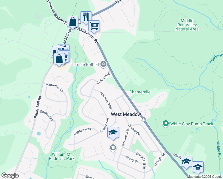 map of restaurants, bars, coffee shops, grocery stores, and more near Possum Park Road in New Castle County
