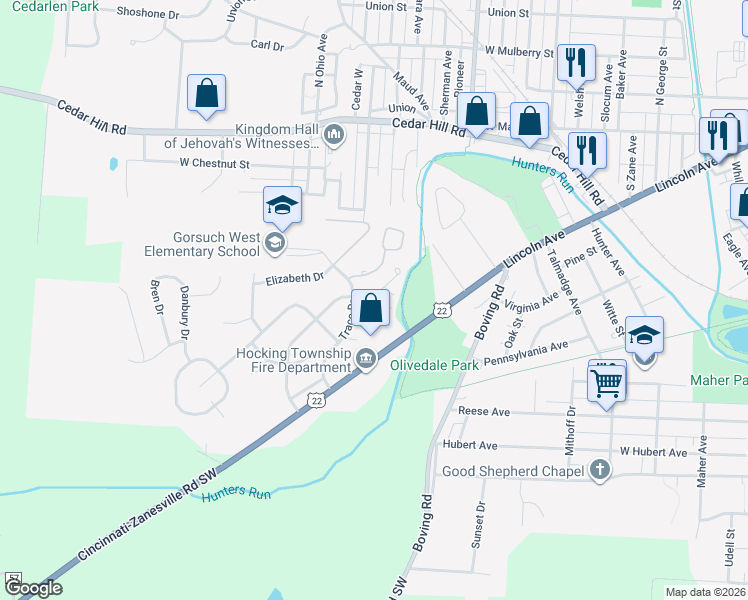 map of restaurants, bars, coffee shops, grocery stores, and more near 951 Canterbury Court in Lancaster