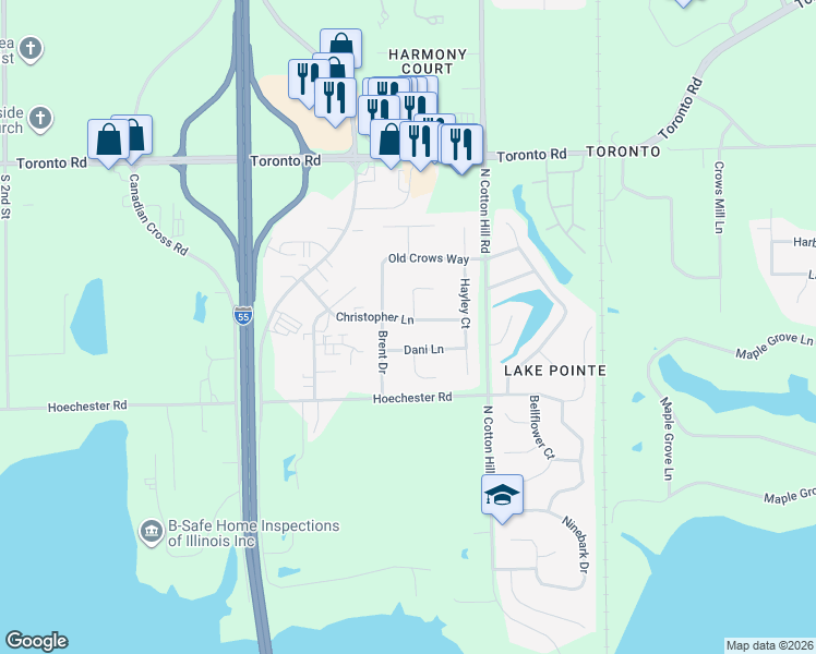 map of restaurants, bars, coffee shops, grocery stores, and more near 1201-1211 Dani Ln in Springfield