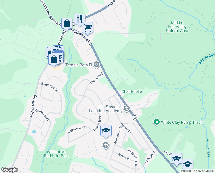 map of restaurants, bars, coffee shops, grocery stores, and more near 255 Possum Park Road in Newark