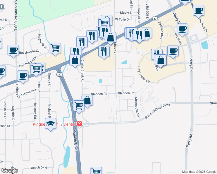 map of restaurants, bars, coffee shops, grocery stores, and more near 2263 Crown Plaza Boulevard in Plainfield