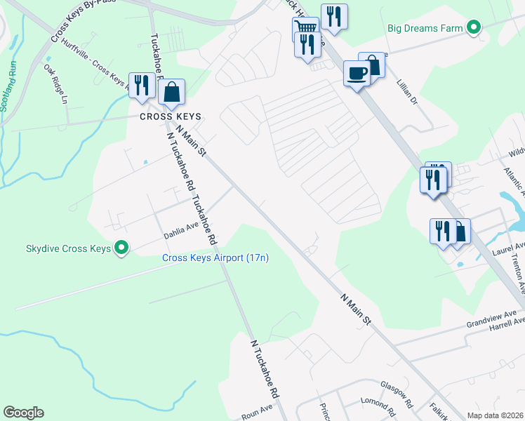 map of restaurants, bars, coffee shops, grocery stores, and more near 1540 North Main Street in Monroe