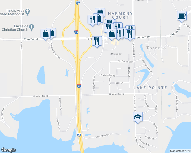 map of restaurants, bars, coffee shops, grocery stores, and more near 10 Christopher Lane in Springfield