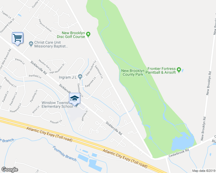 map of restaurants, bars, coffee shops, grocery stores, and more near 3 Vanderbilt Court in Winslow Township