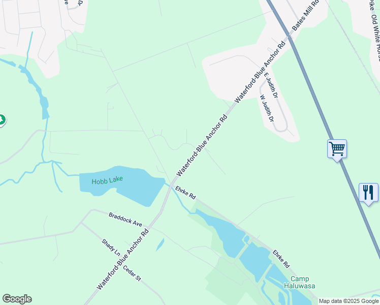 map of restaurants, bars, coffee shops, grocery stores, and more near 235 Waterford-Blue Anchor Road in Hammonton