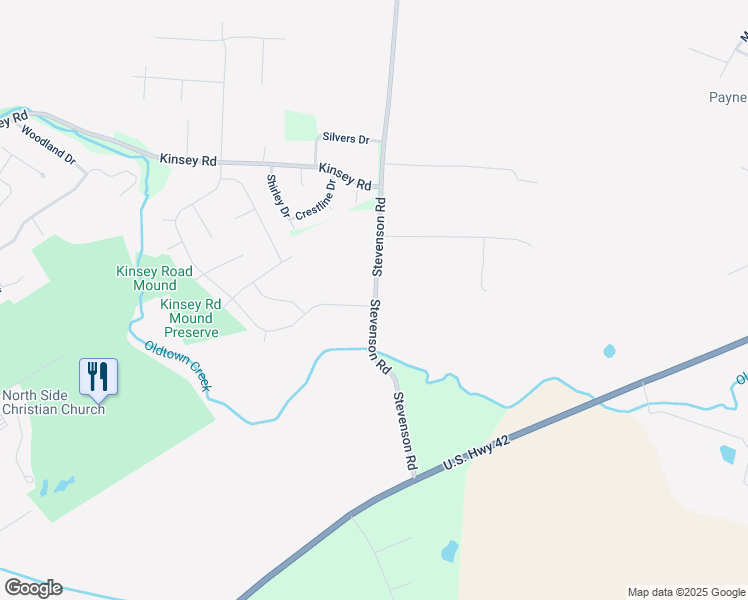 map of restaurants, bars, coffee shops, grocery stores, and more near 968 Stevenson Road in Xenia