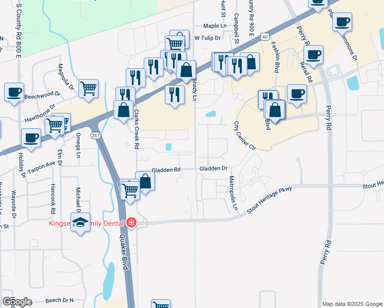 map of restaurants, bars, coffee shops, grocery stores, and more near 2263 Crown Plaza Boulevard in Plainfield