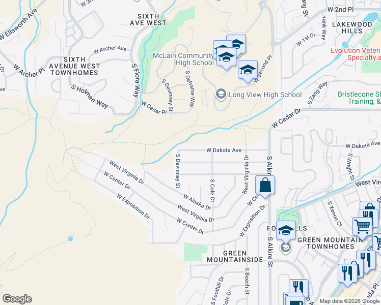 map of restaurants, bars, coffee shops, grocery stores, and more near 13792 West Dakota Avenue in Lakewood