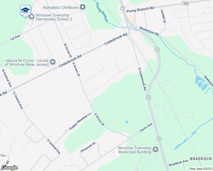 map of restaurants, bars, coffee shops, grocery stores, and more near 19 Red Fox Trail in Sicklerville