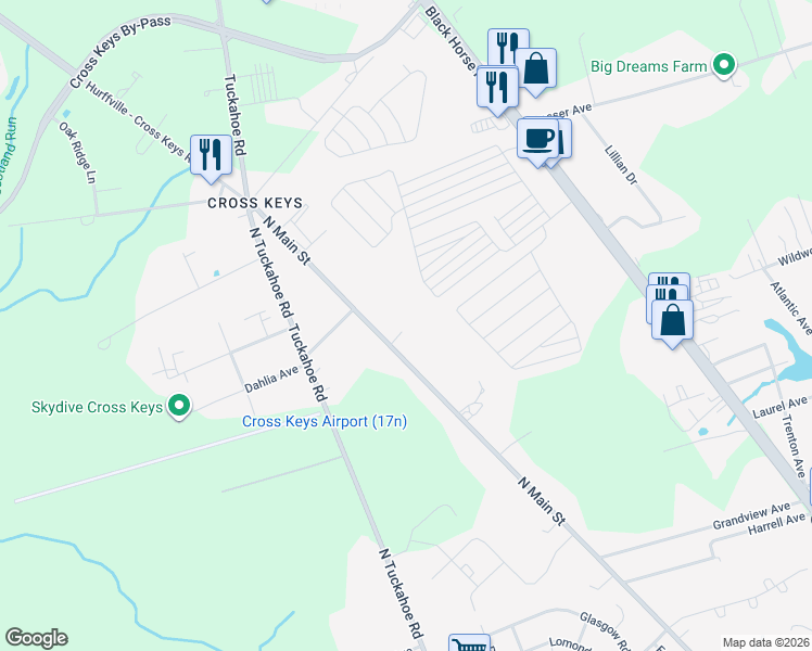 map of restaurants, bars, coffee shops, grocery stores, and more near 1540 North Main Street in Monroe