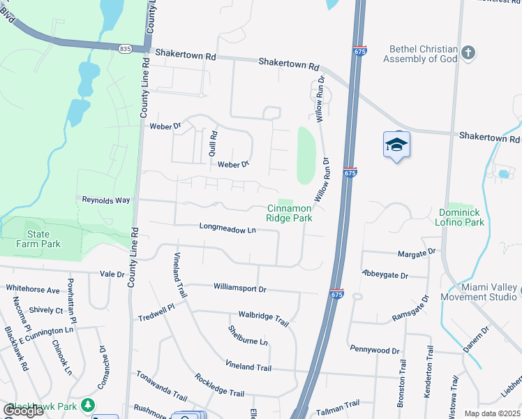 map of restaurants, bars, coffee shops, grocery stores, and more near 4295 Straight Arrow Road in Beavercreek