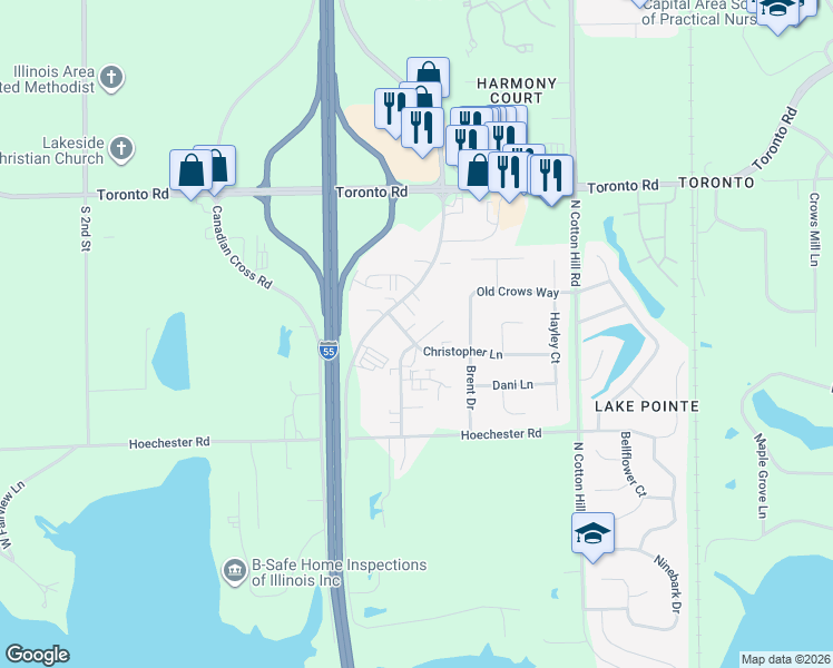 map of restaurants, bars, coffee shops, grocery stores, and more near 6316 Cherylwood Drive in Springfield