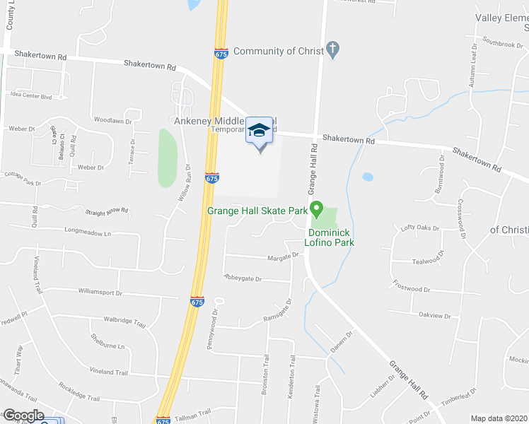 map of restaurants, bars, coffee shops, grocery stores, and more near 4065 Cambridge Trail in Dayton