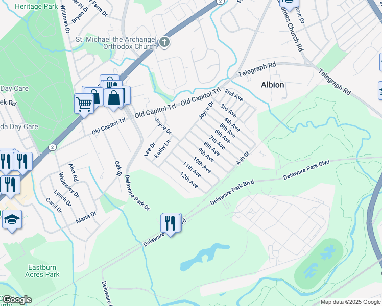map of restaurants, bars, coffee shops, grocery stores, and more near 913 10th Avenue in Wilmington