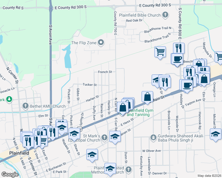 map of restaurants, bars, coffee shops, grocery stores, and more near 906 Harlan Street in Plainfield
