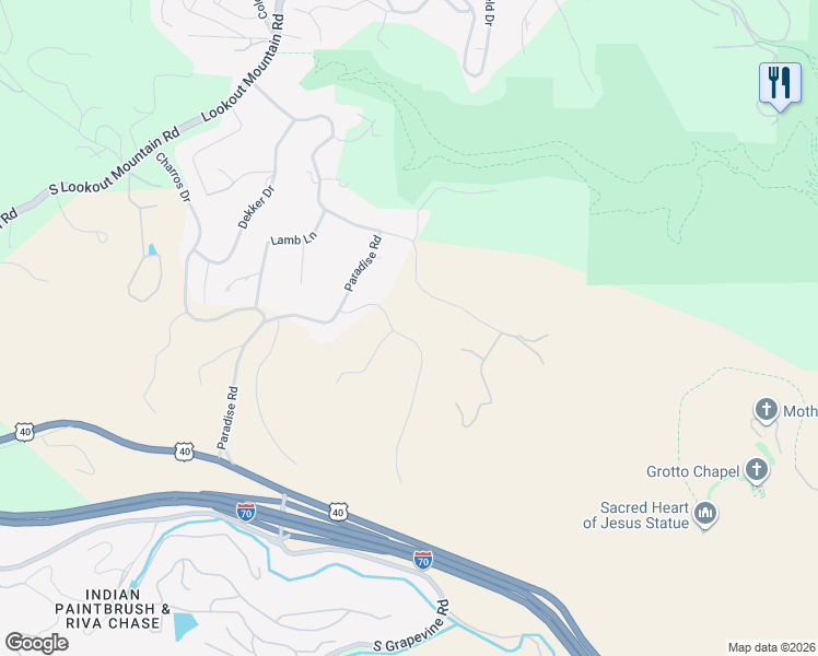 map of restaurants, bars, coffee shops, grocery stores, and more near 386 Monte Vista Road in Golden