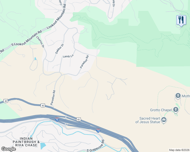 map of restaurants, bars, coffee shops, grocery stores, and more near 386 Monte Vista Road in Golden
