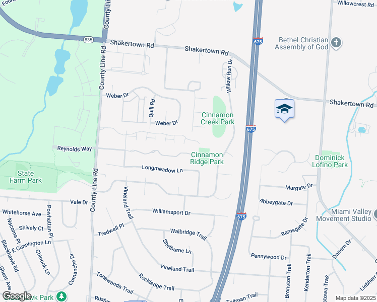 map of restaurants, bars, coffee shops, grocery stores, and more near 4295 Straight Arrow Road in Beavercreek