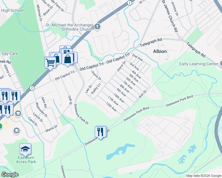 map of restaurants, bars, coffee shops, grocery stores, and more near 913 10th Avenue in Wilmington