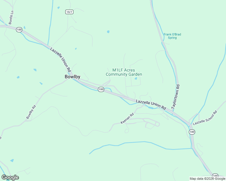 map of restaurants, bars, coffee shops, grocery stores, and more near Highway 100 in Maidsville