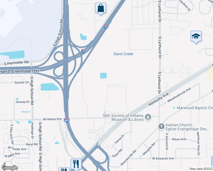 map of restaurants, bars, coffee shops, grocery stores, and more near in Indianapolis