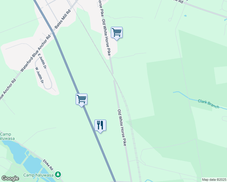 map of restaurants, bars, coffee shops, grocery stores, and more near 347 Old White Horse Pike in Camden County