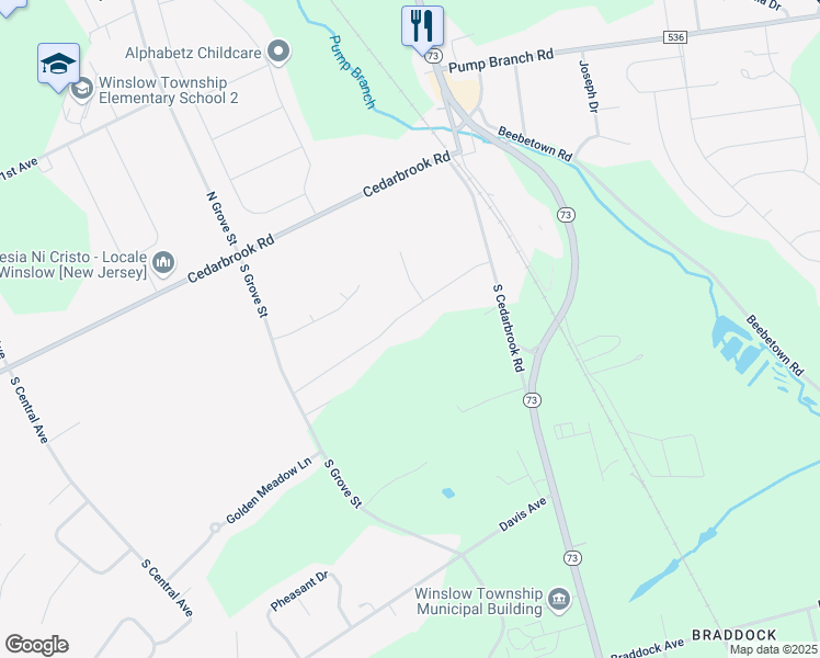 map of restaurants, bars, coffee shops, grocery stores, and more near 23 Red Fox Trail in Sicklerville
