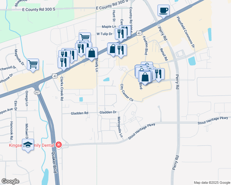 map of restaurants, bars, coffee shops, grocery stores, and more near 311 Country Lane in Plainfield