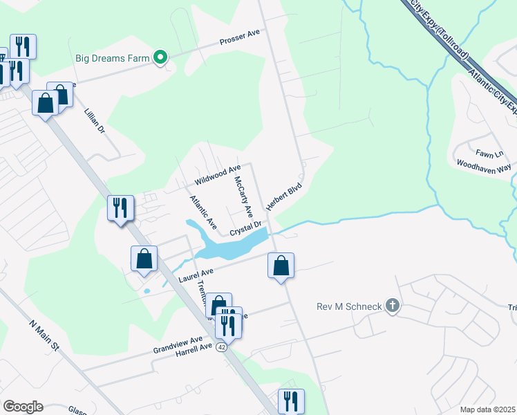 map of restaurants, bars, coffee shops, grocery stores, and more near 1607 Herbert Boulevard in Monroe