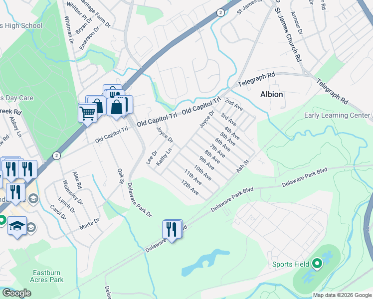 map of restaurants, bars, coffee shops, grocery stores, and more near 802 9th Avenue in Wilmington