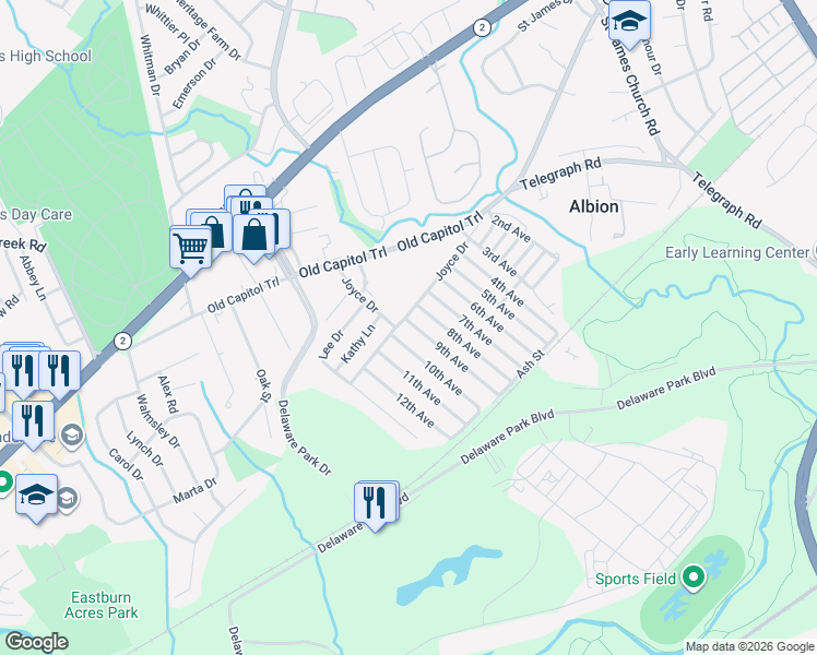 map of restaurants, bars, coffee shops, grocery stores, and more near 802 9th Avenue in Wilmington