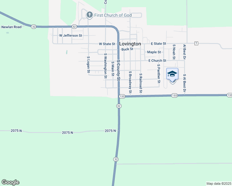 map of restaurants, bars, coffee shops, grocery stores, and more near South Main Street in Lovington