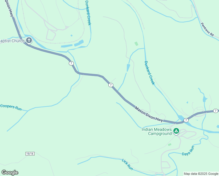 map of restaurants, bars, coffee shops, grocery stores, and more near 5223 West Virginia 7 in Pentress