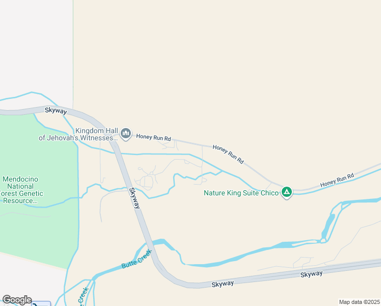 map of restaurants, bars, coffee shops, grocery stores, and more near 142 Honey Run Road in Chico