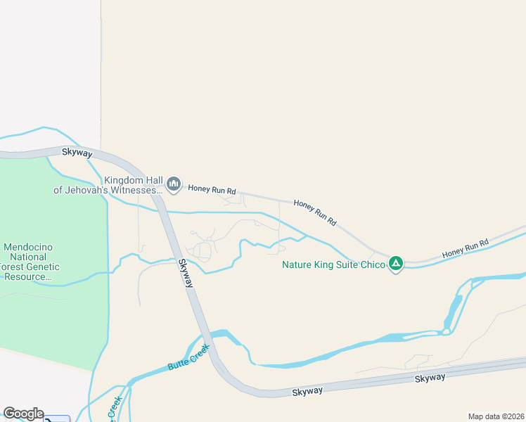 map of restaurants, bars, coffee shops, grocery stores, and more near 142 Humbug Road in Chico