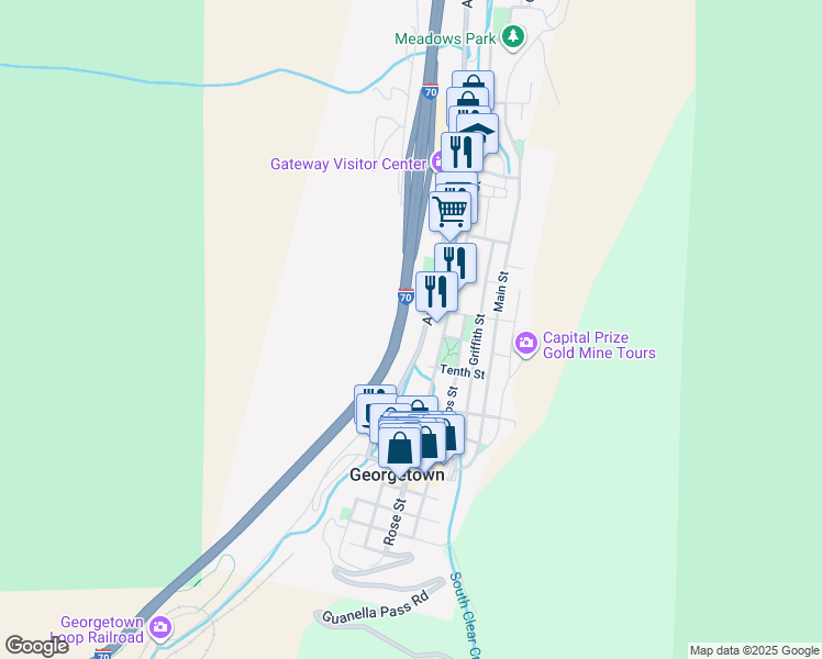 map of restaurants, bars, coffee shops, grocery stores, and more near in Georgetown