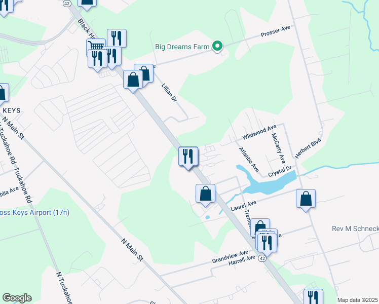 map of restaurants, bars, coffee shops, grocery stores, and more near in Monroe
