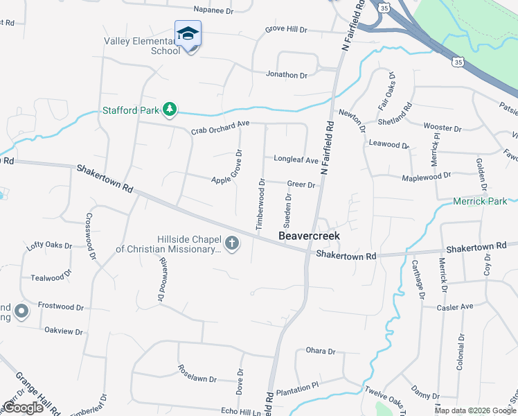map of restaurants, bars, coffee shops, grocery stores, and more near 724 Timberwood Drive in Beavercreek