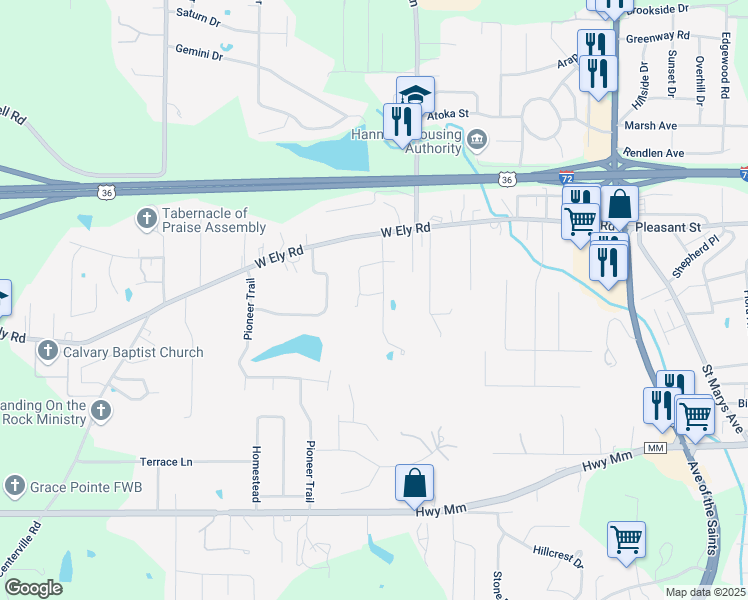 map of restaurants, bars, coffee shops, grocery stores, and more near 10 Peggy Lou Lane in Hannibal