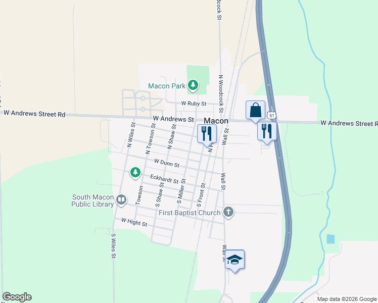 map of restaurants, bars, coffee shops, grocery stores, and more near 200 West Cole Street in Macon