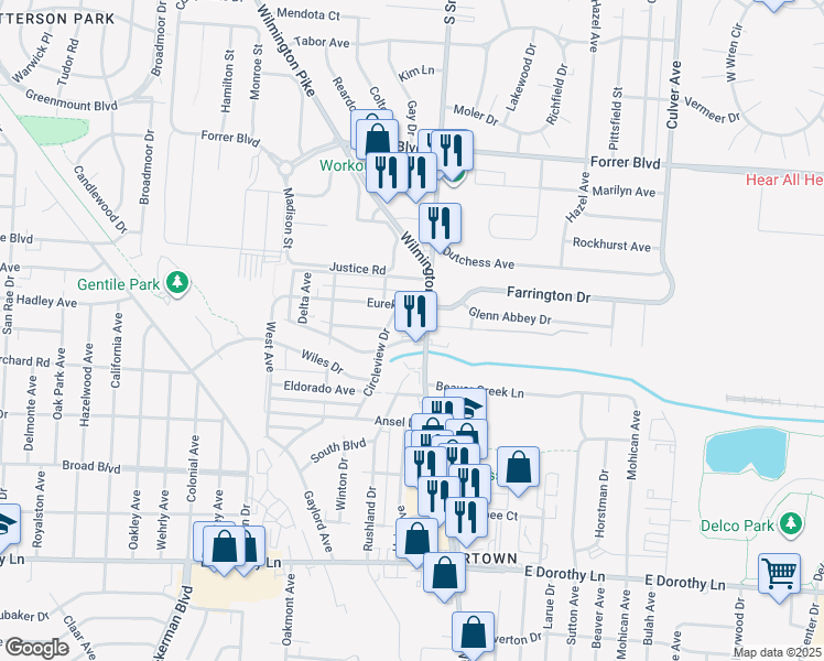 map of restaurants, bars, coffee shops, grocery stores, and more near 1235 Imperial Boulevard in Dayton