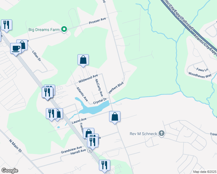 map of restaurants, bars, coffee shops, grocery stores, and more near 1607 Herbert Boulevard in Monroe