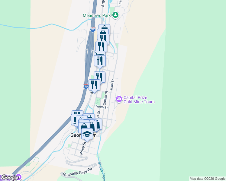 map of restaurants, bars, coffee shops, grocery stores, and more near 1103 Biddle Street in Georgetown