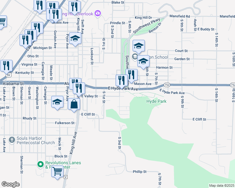 map of restaurants, bars, coffee shops, grocery stores, and more near 6218 South 3rd Street in Saint Joseph