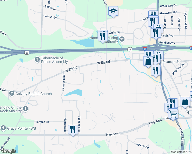 map of restaurants, bars, coffee shops, grocery stores, and more near 10 Peggy Lou Lane in Hannibal