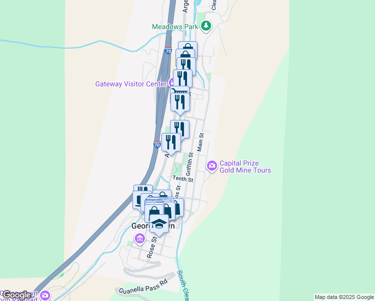 map of restaurants, bars, coffee shops, grocery stores, and more near 402 Eleventh Street in Georgetown